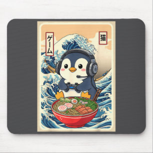 Penguin Kawaii Japanese Ramen Noodle Retro Gaming  Mouse Pad