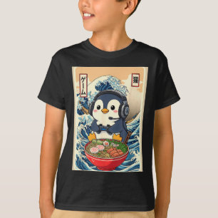 Penguin Kawaii Japanese Ramen Noodle Retro Gaming  T-Shirt