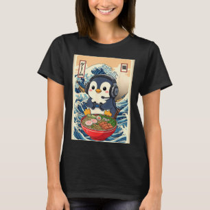Penguin Kawaii Japanese Ramen Noodle Retro Gaming  T-Shirt