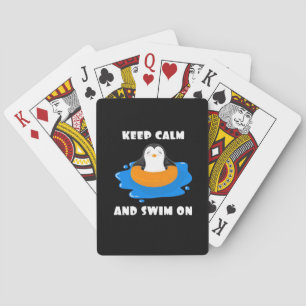 Penguin Keep Calm And Swim On Playing Cards