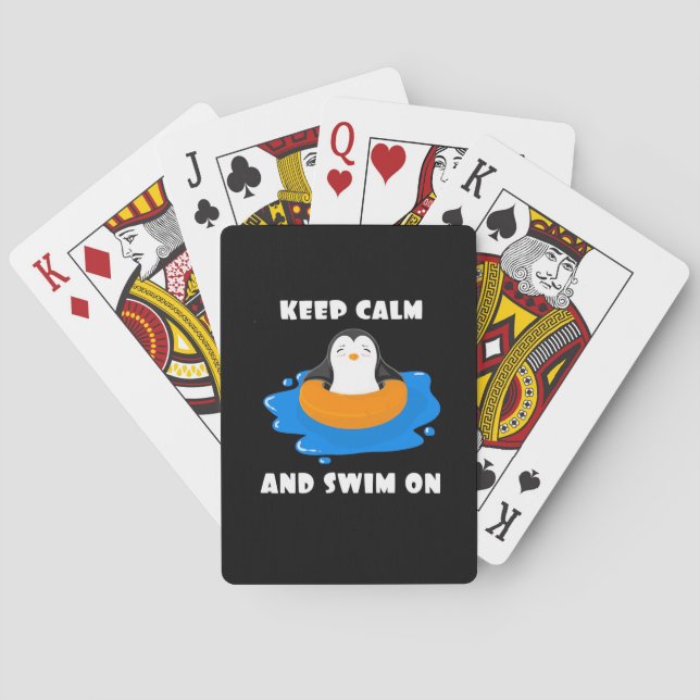 Penguin Keep Calm And Swim On Playing Cards (Back)