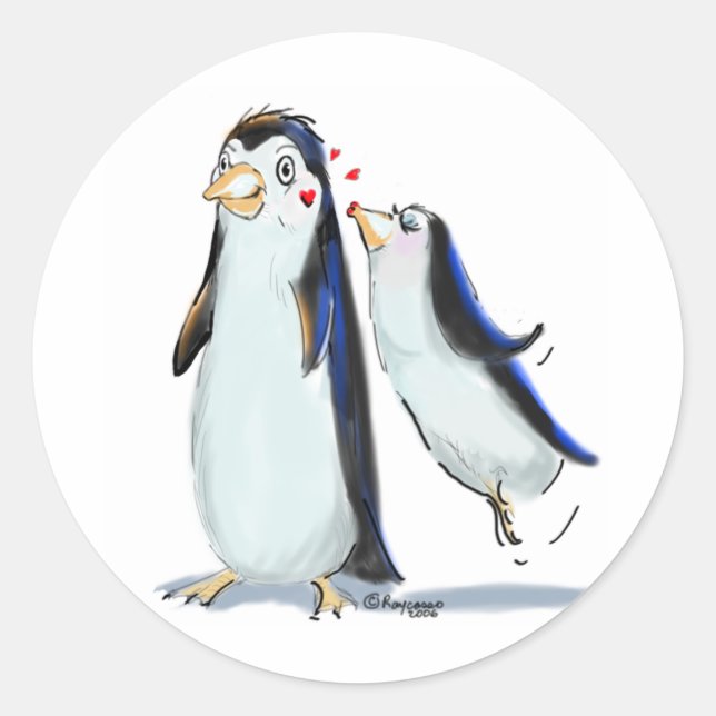 PeNgUiN KiSS Classic Round Sticker (Front)