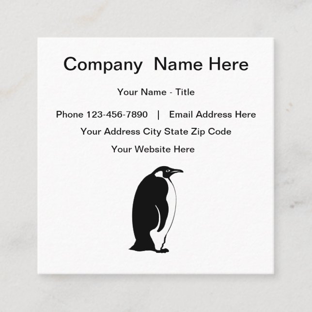 Penguin Logo Unique Square Business Card (Front)