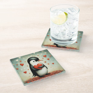Penguin Love 1 Glass Coaster