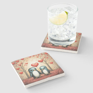 Penguin Love 3 Stone Coaster