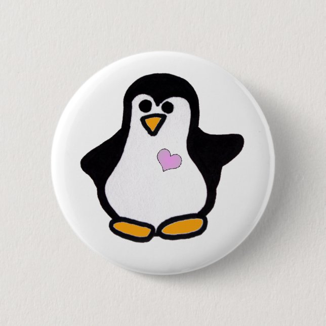 Penguin Love 6 Cm Round Badge (Front)