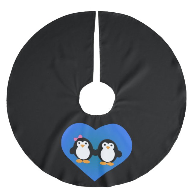 Penguin Love Brushed Polyester Tree Skirt (Front)
