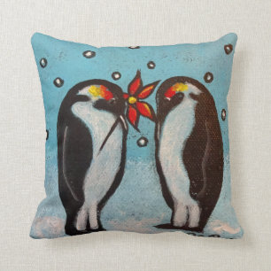 Penguin Love Christmas Pillow