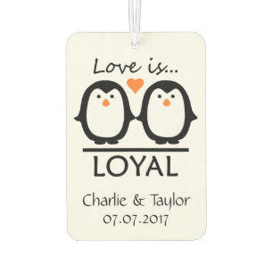 Penguin Love custom names & date air freshner Car Air Freshener