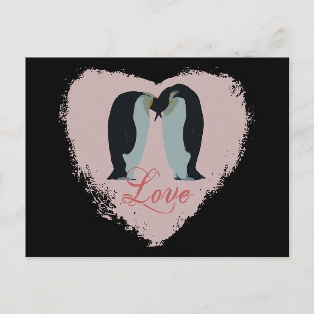 Penguin Love Heart Postcard (Front)