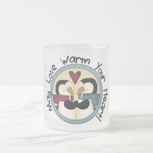Penguin Love Holiday Tshirts and Gifts Frosted Glass Coffee Mug