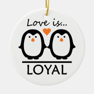 Penguin Love ornament, customize Ceramic Tree Decoration