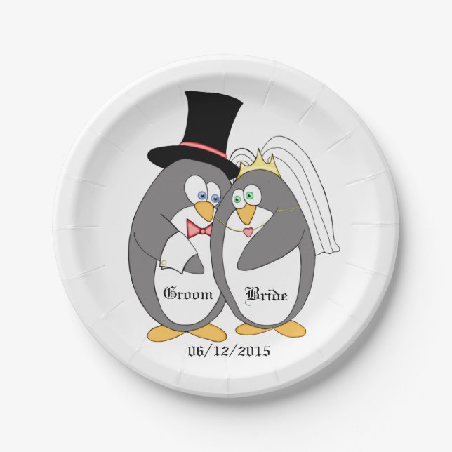 Penguin Love Paper Plate (Front)