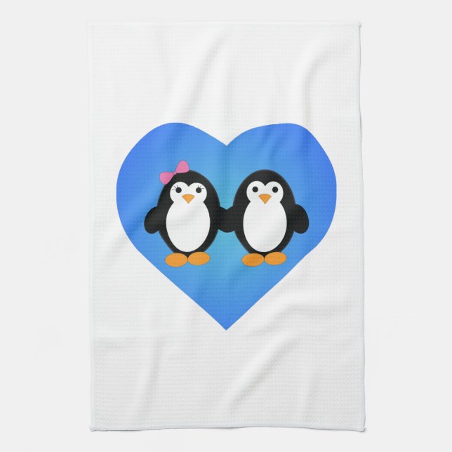 Penguin Love Tea Towel (Vertical)