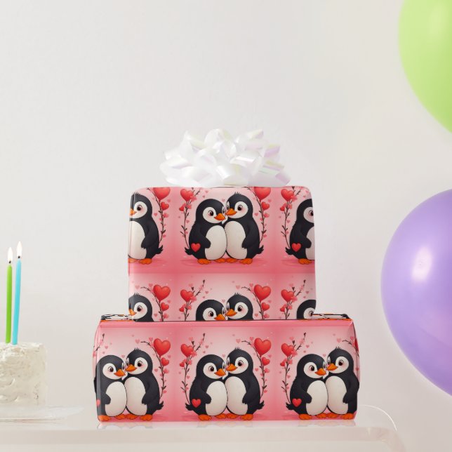 Penguin Love Wrapping Paper (Party Gifts)