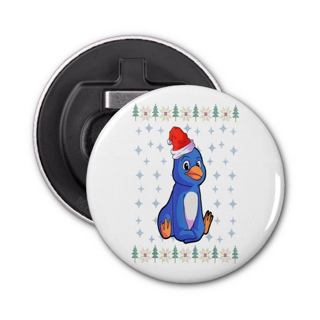 Penguin Lover Button Bottle Opener with magnet (Front)