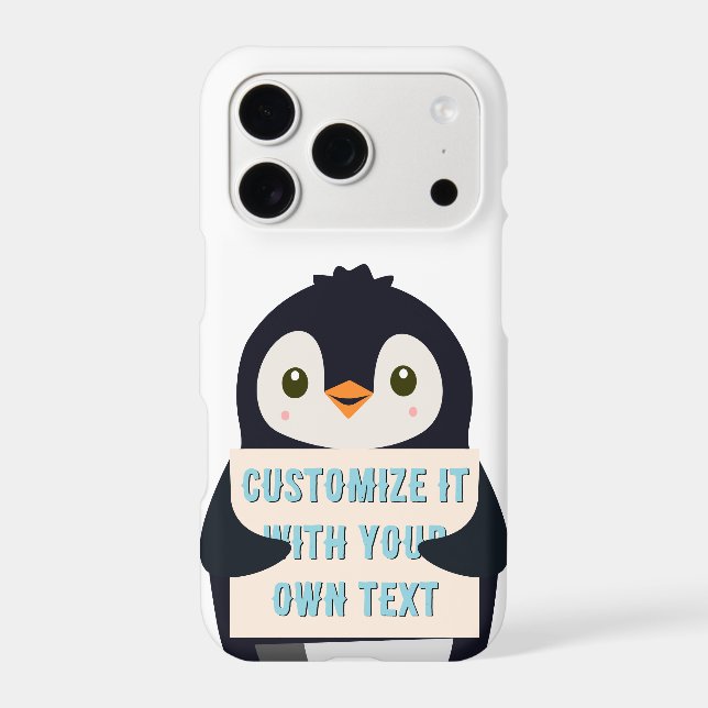 Penguin mascot holding a sign for custom text (Back)