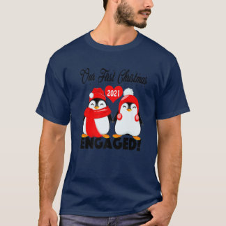 Penguin Matching Couples Our First Christmas Engag T-Shirt