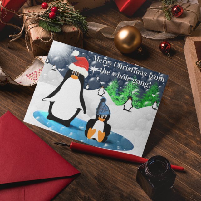 Penguin Merry Christmas From The Whole Gang! Holiday Card (Creator Uploaded)
