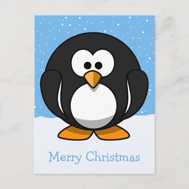 Penguin Merry Christmas Holiday Postcard (Front)
