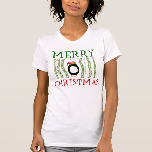 PENGUIN MERRY CHRISTMAS MISTLETOE Shirts n Tees (Front)