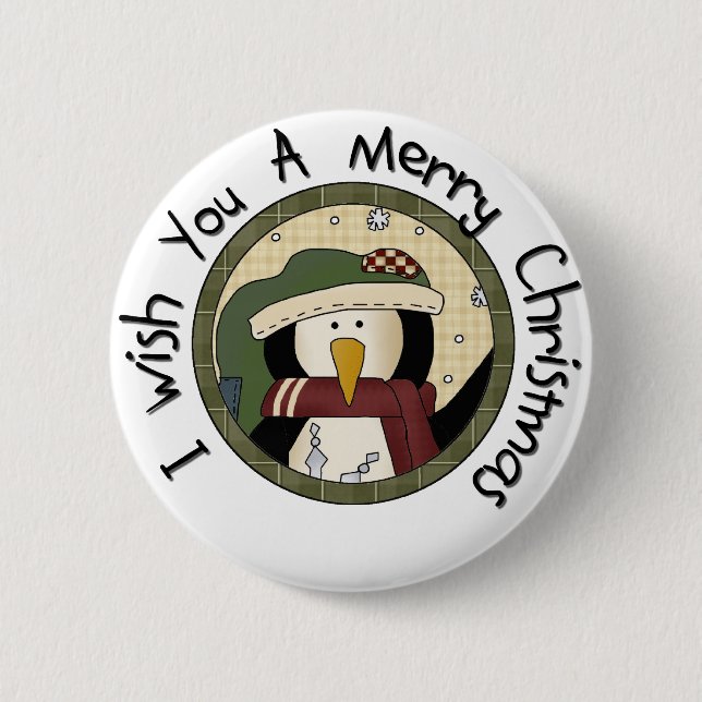 Penguin Merry Christmas T-shirts and Gifts 6 Cm Round Badge (Front)
