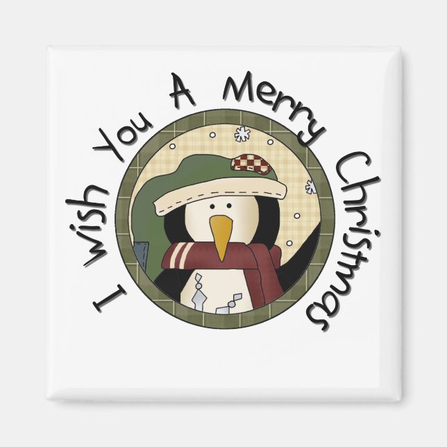 Penguin Merry Christmas T-shirts and Gifts Magnet (Front)