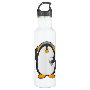 Penguin & Mobile phone with Headset 710 Ml Water Bottle