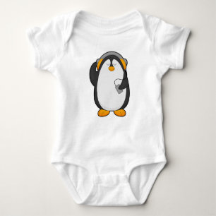 Penguin & Mobile phone with Headset Baby Bodysuit