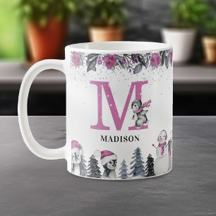 Penguin Monogram Name Christmas Coffee Mug