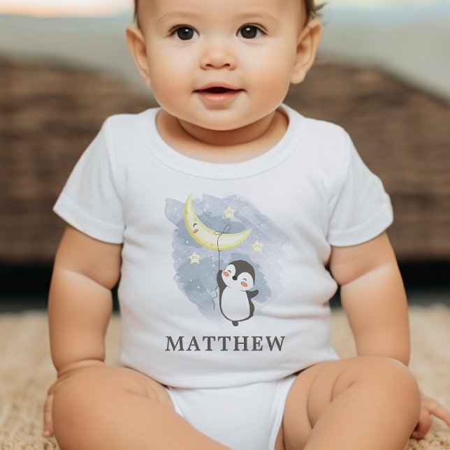 Penguin Moon Watercolor Baby Bodysuit (Creator Uploaded)