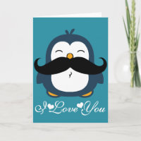 Penguin Moustache Trend I Love You