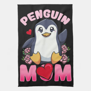 Penguin Mum Gift For Owner Penguin Mum Tea Towel