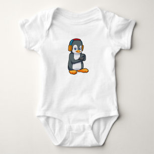Penguin Music Headphone Baby Bodysuit