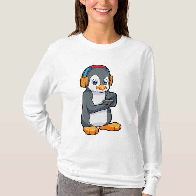 Penguin Music Headphone T-Shirt (Front)