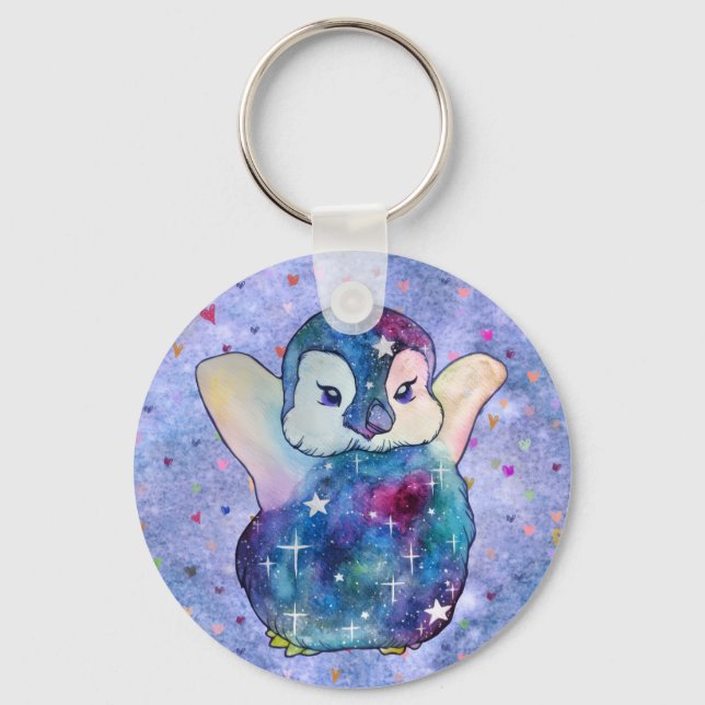 Penguin named Button Key Ring (Front)