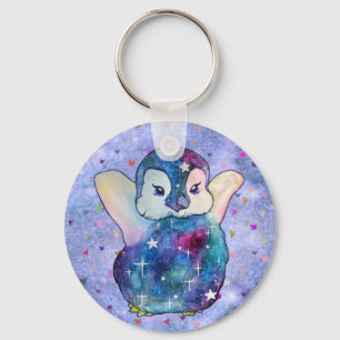 Penguin named Button Key Ring
