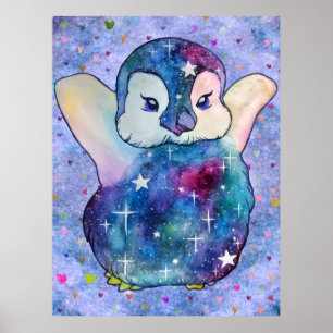 Penguin named Button Poster