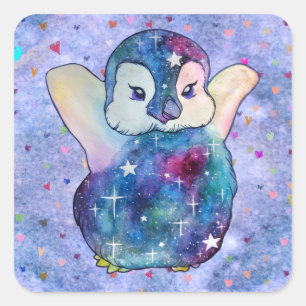 Penguin named Button Square Sticker