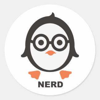 penguin - nerd classic round sticker