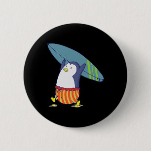 Penguin Nothing Is Better Than Surfing 6 Cm Round Badge