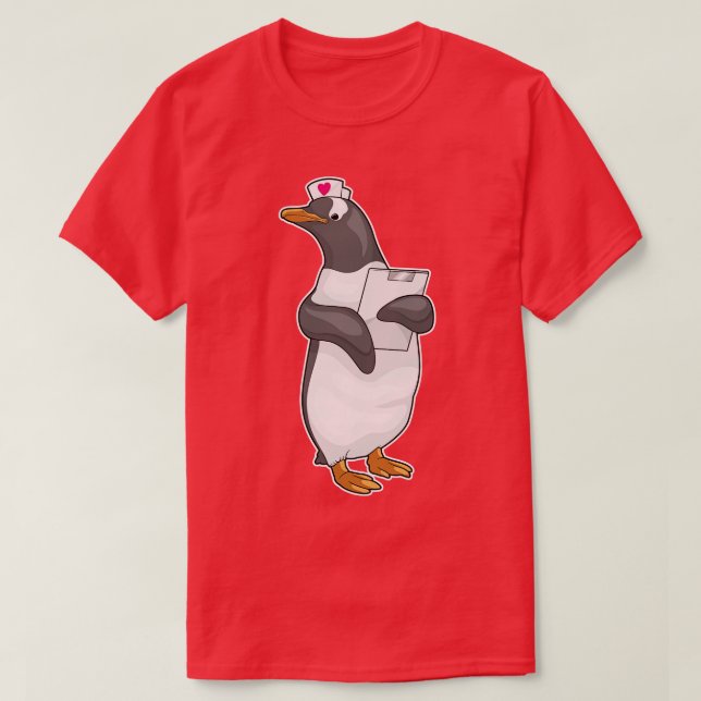 Penguin Nurse Stethoscopes T-Shirt (Design Front)