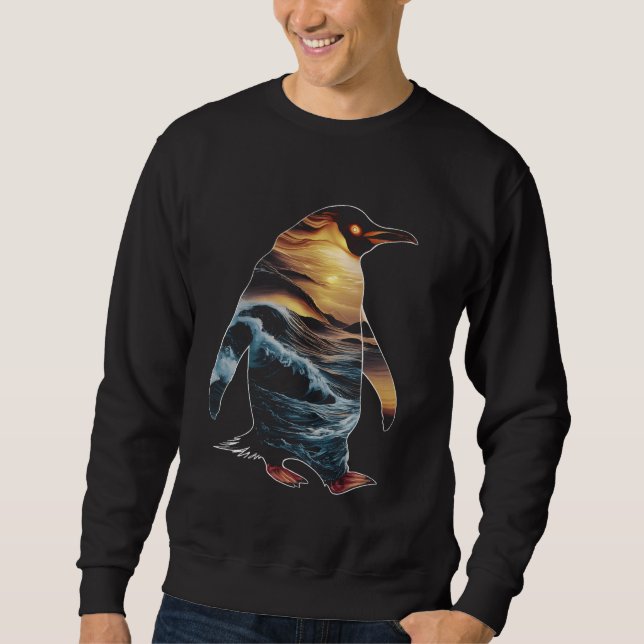 Penguin Ocean Sunset Beach Bird Watcher Ornitholog Sweatshirt (Front)