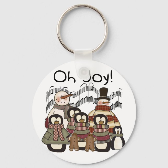 Penguin Oh Joy Christmas Tshirts and Gifts Key Ring (Front)