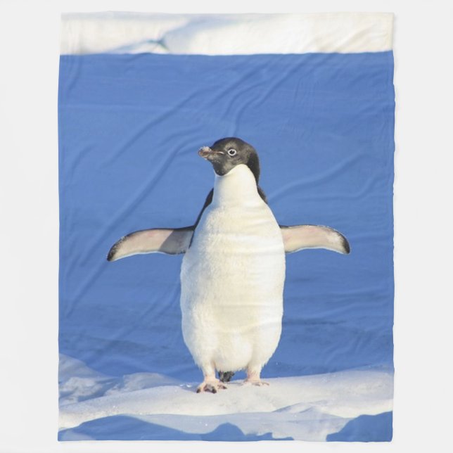 Penguin on Ice Fleece Blanket (Front)