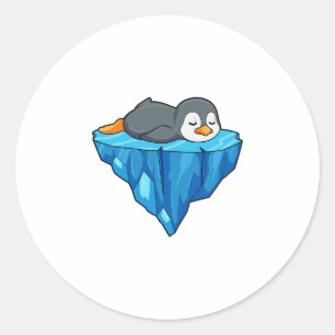 Penguin on Ice floe Classic Round Sticker