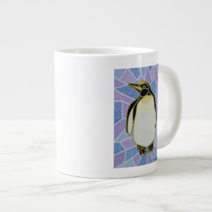 Penguin on Stained Glass Large Coffee Mug