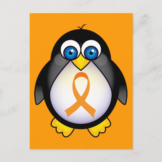 Penguin Orange Ribbon Of Awareness Gift Postcard (Front)