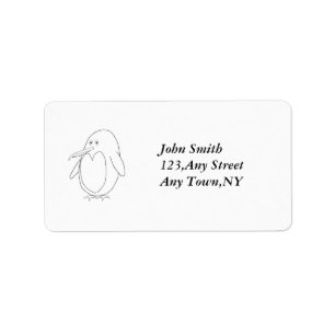 Penguin Outline Address Label Template
