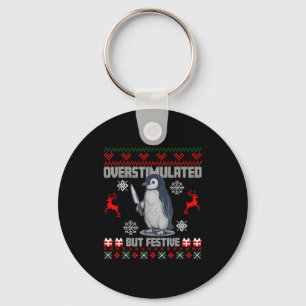 Penguin Overstimulated But Festive Ugly Christmas  Key Ring